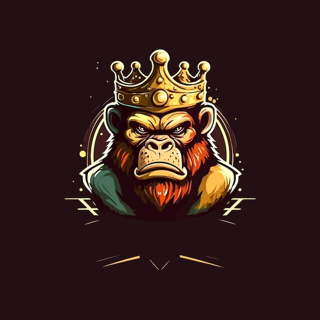 Chefe do Rei Chimpanzé, design de mascote de esports, modelo de logotipo de jogos, ilustração