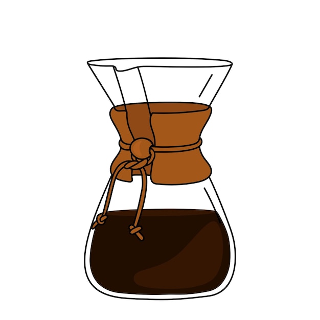 Chemex de vidro desenhado à mão para fazer café