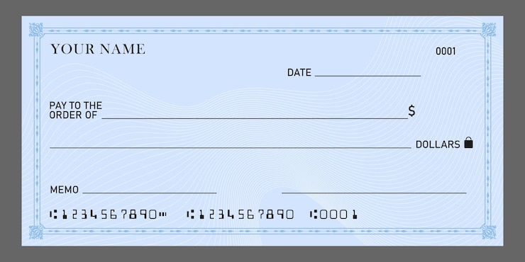 Vetor cheque bancário dinheiro em branco modelo de caderno de cheques moeda de pagamento cupom dinheiro fundo de verificação