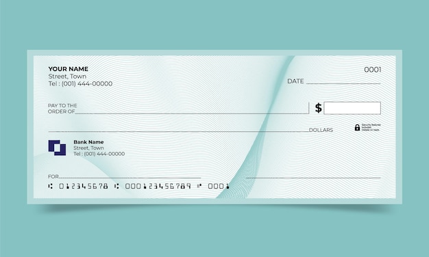Cheque bancário preto, design de cheque bancário, formato vetorial
