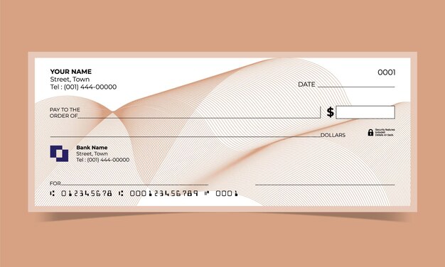 Cheque bancário preto, design de cheque bancário, formato vetorial