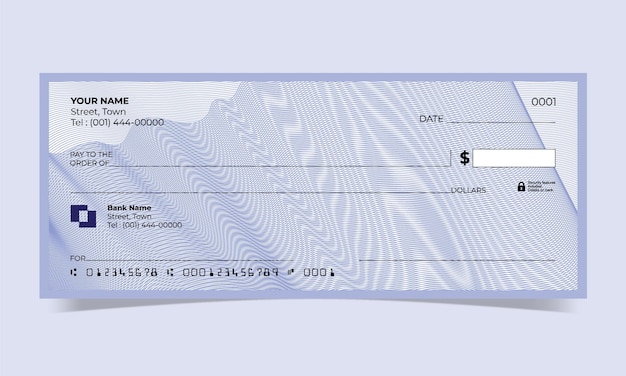 Cheque bancário preto, design de cheque bancário, formato vetorial