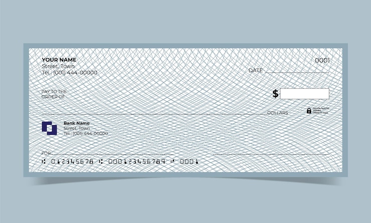 Vetor cheque em branco, design de cheque bancário, formato vetorial
