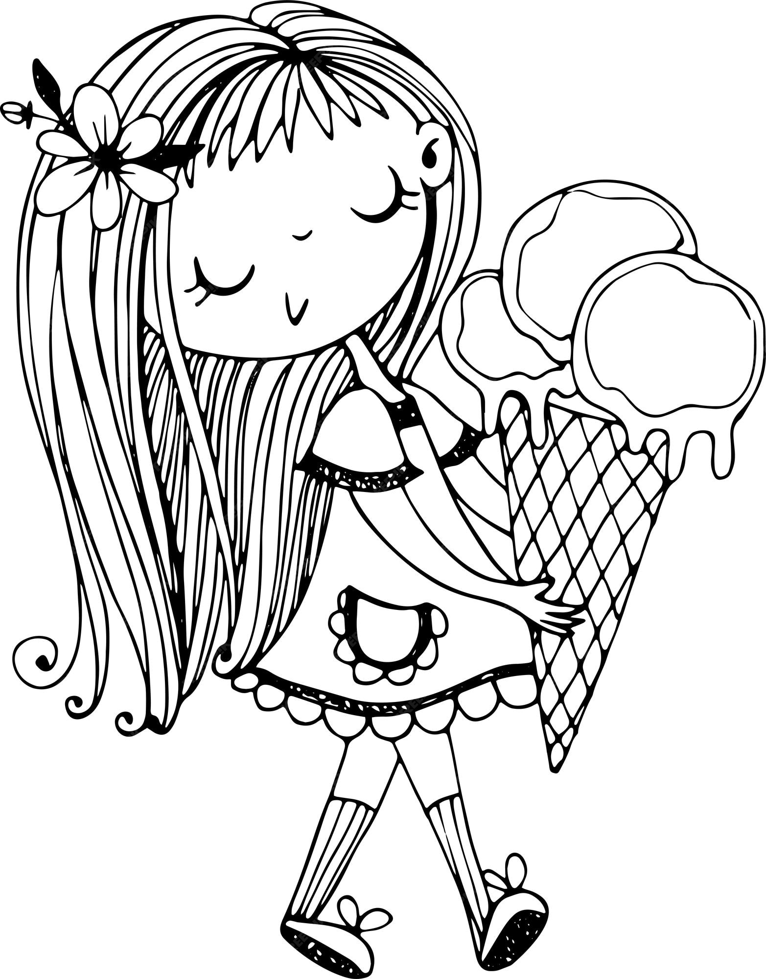 Desenho para colorir da boneca de Natal Kawaii Chibi · Creative