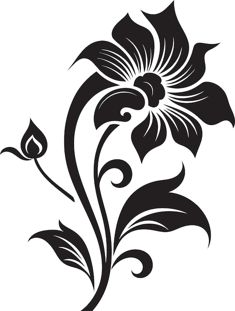 Vetor chic noir shadowed waltz black blooms (valsa com sombras e flores pretas)
