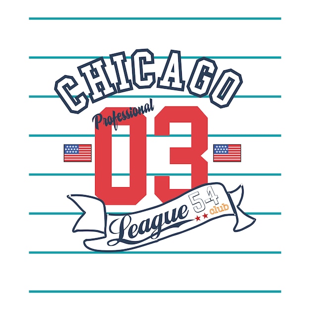 Chicago liga t shirt arte vetorial gráfico