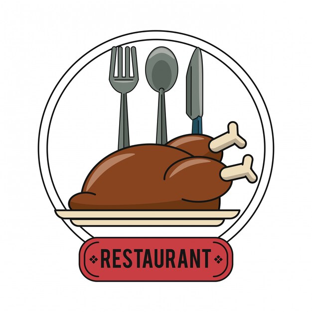 Chicken and ctulery Restaurant and food concept