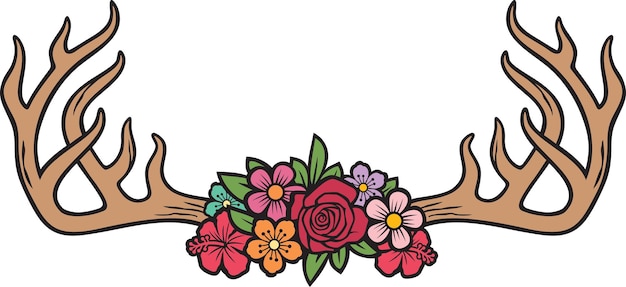 Chifres de veado ou galhadas com flores