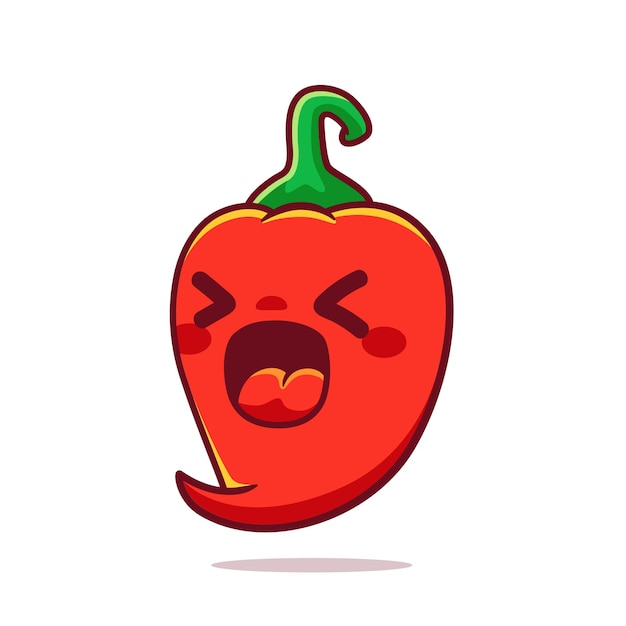 Vetor chili bonito com picante cara mascote logotipo personagem de desenho animado