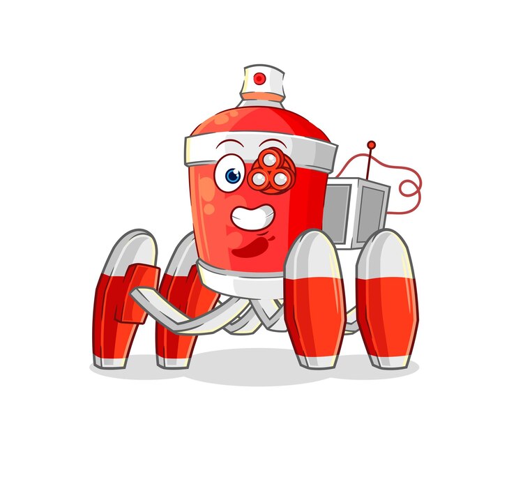 Vetor chili spray futuro personagem de desenho animado de vetor de robô