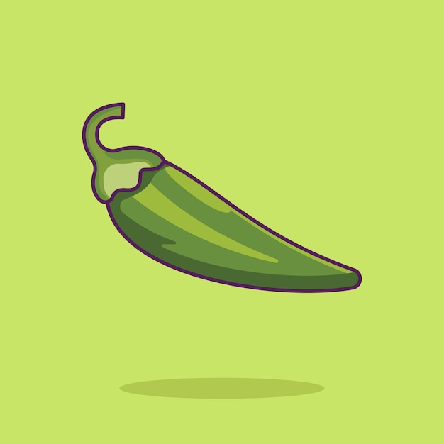 Chilli Green ilustração de ícone vetorial de desenho animado comida conceito de ícone de natureza premium isolado