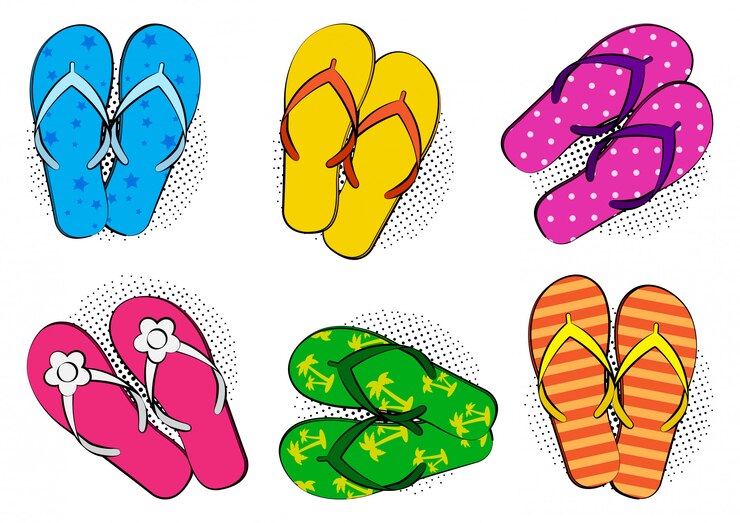 Vetor chinelo colorido de verão. ilustração