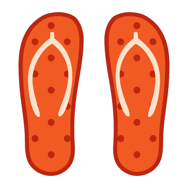 Vetor chinelos manchados vetoriais em design plano xistos vermelhos com pontos calçado para praia ou piscina sapatos de verão