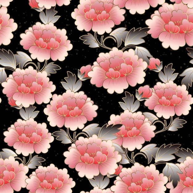 Chinês elegante jardim botânico peônia rosa flor sem costura de fundo.