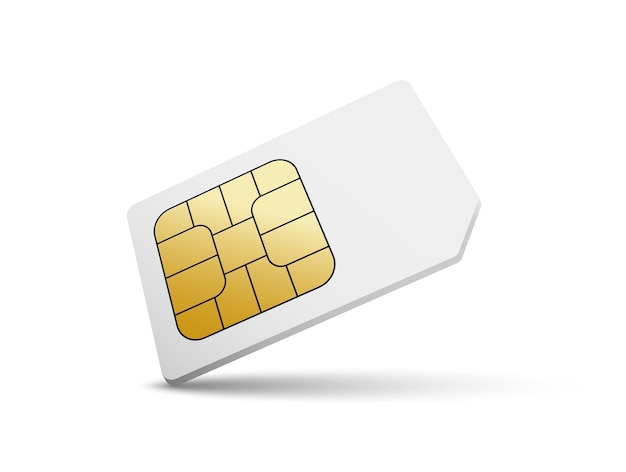 Chip de ícone de telefone celular vetor de cartão sim simcard isolado design 3d gsm