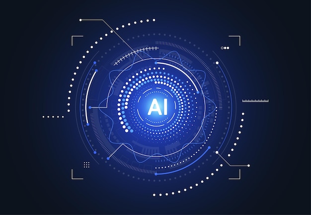 Vetor chipset de inteligência artificial em placa de circuito em tecnologia de conceito futurista