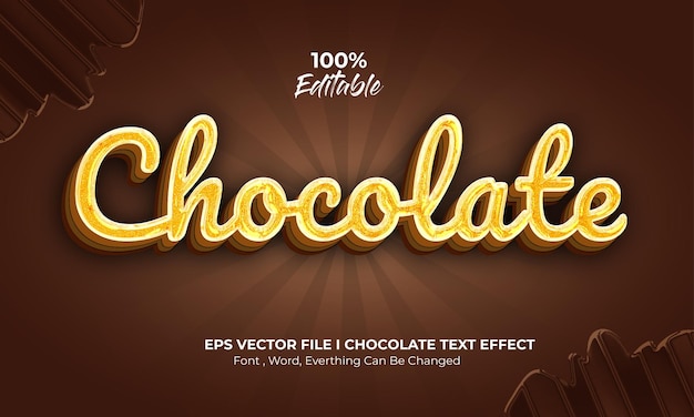 Chocolate 3d Vector Efeito de texto totalmente editável
