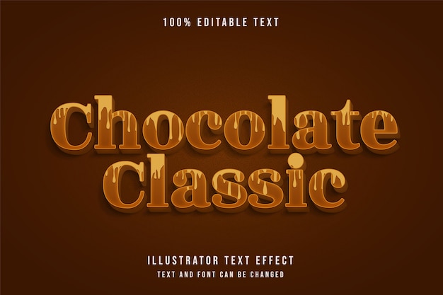 Chocolate clássico, efeito de texto editável em 3d estilo de texto gradação marrom sombra