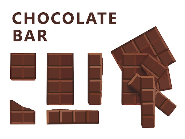 Chocolate milk block bar e peças definir ilustração