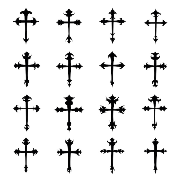 Christian crosses icon vector set