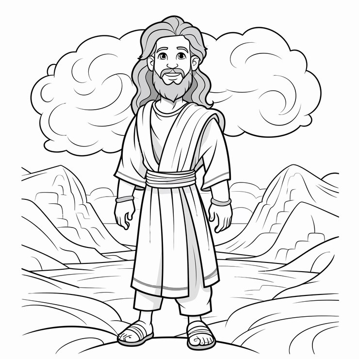 Vetor christian_jesus_preaching_coloring_page_for_kids (página para crianças)