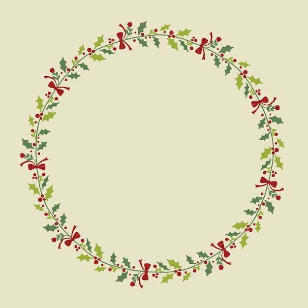 Vetor christmas hand drawn wreath para design de cartões