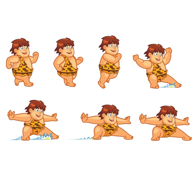 Chubby cave boy sliding animation sprite