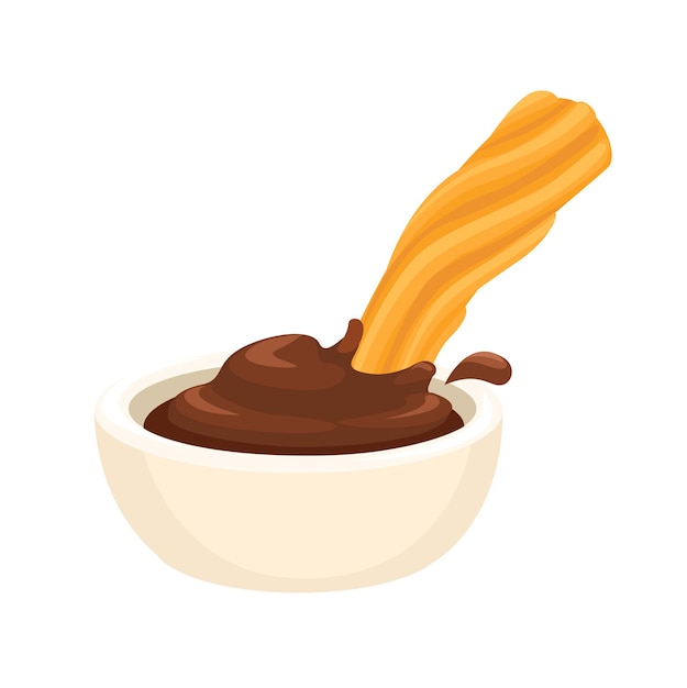 Vetor churros snack dip on chocolate vector de ilustração de cartoons