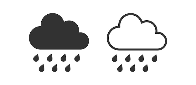 Vetor chuva ícone nuvem sinais tempestade símbolo do tempo símbolos de gota de chuva ícones chuvosos cor preta vetor sinal isolado