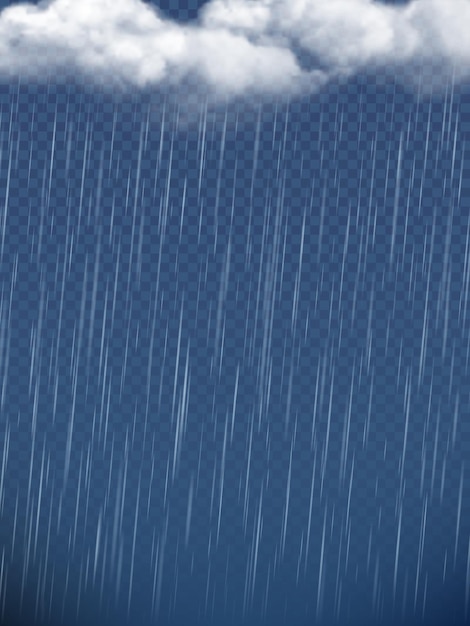 Chuva realista Temporada de outono nuvens chuvosas caindo gotas de tempo espirrando ilustração de fundo vetorial decente
