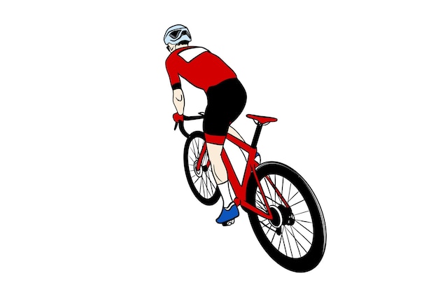 ciclismo vetorial ciclista atleta usando óculos de sol em bicicleta de estrada coloração silhuette desenho capacete