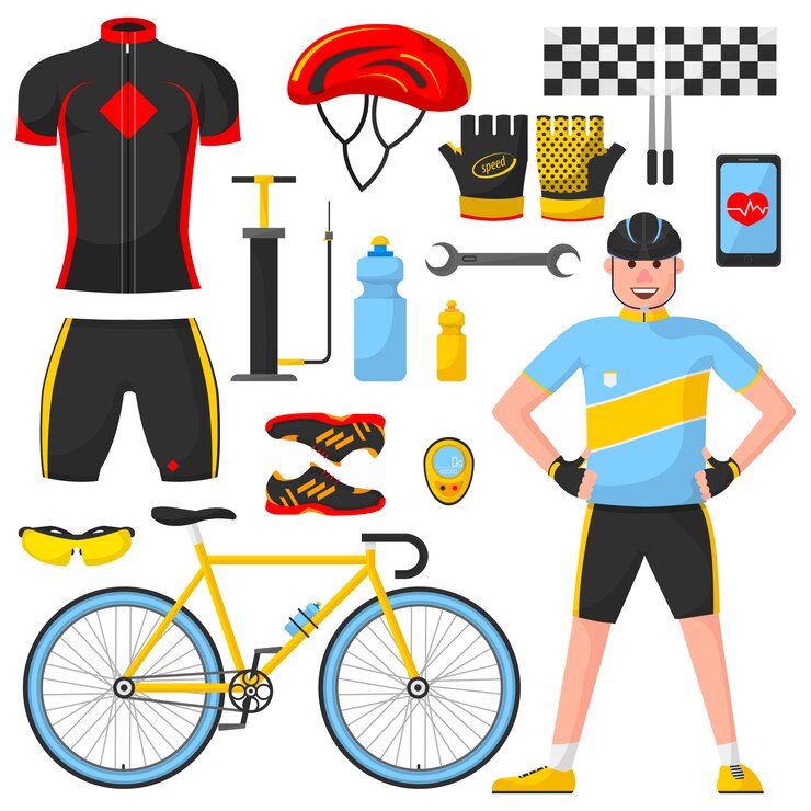 Vetor ciclista com diferentes elementos do ciclo.