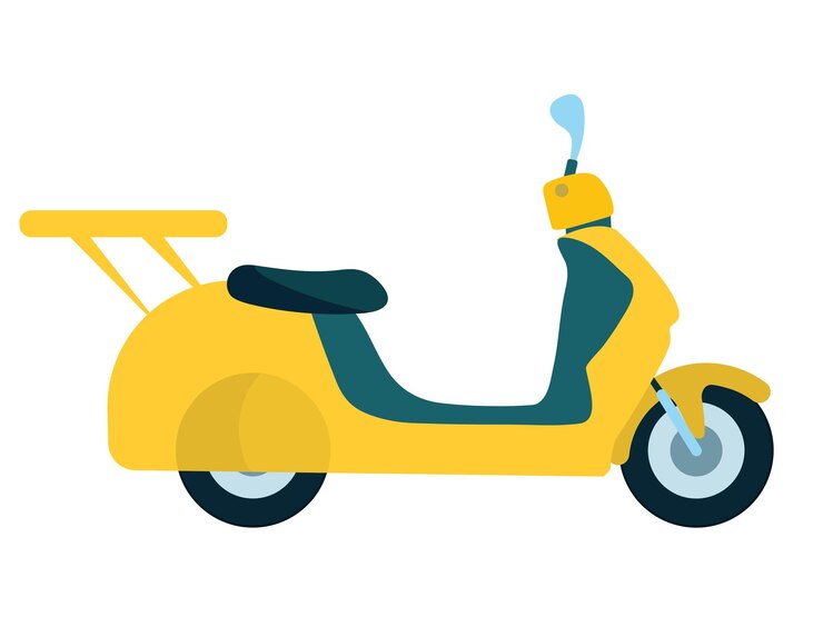 Vetor ciclomotor scooter amarelo para entrega de correio