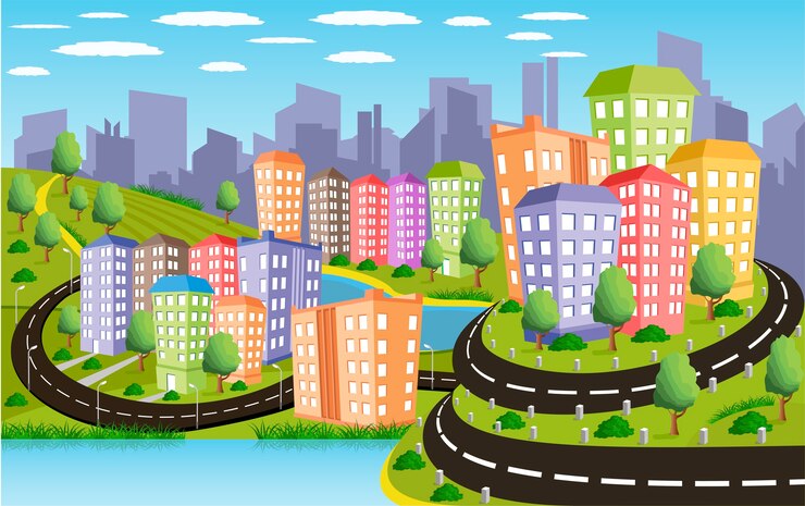 Vetor cidade colorida