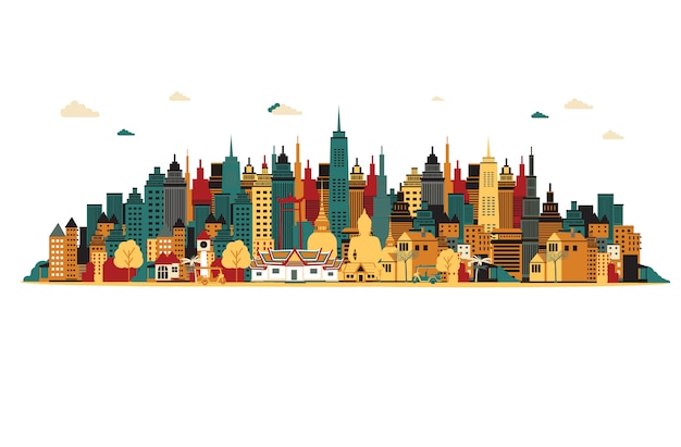 Cidade de Banguecoque. Ilustração vetorial