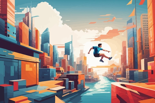 Vetor cidade de ilustração de parkour