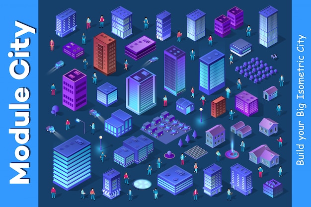 Cidade de módulo conjunto isométrico