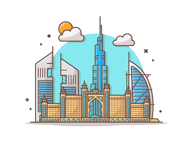 Cidade dubai skyline vector clip-art ilustração