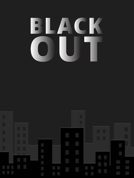 Vetor cidade escura de banner vertical de tema blackout e ilustração vetorial de cabeçalho