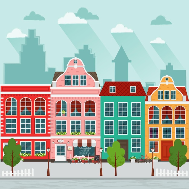 cidade europeia. Apartamento. Casas antigas.