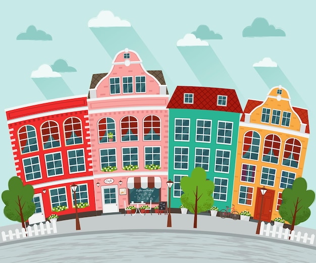 cidade europeia. Apartamento. Casas antigas.