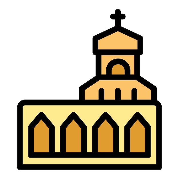 Vetor cidade igreja ícone contorno vetor croácia marco mundo balcãs cor plana