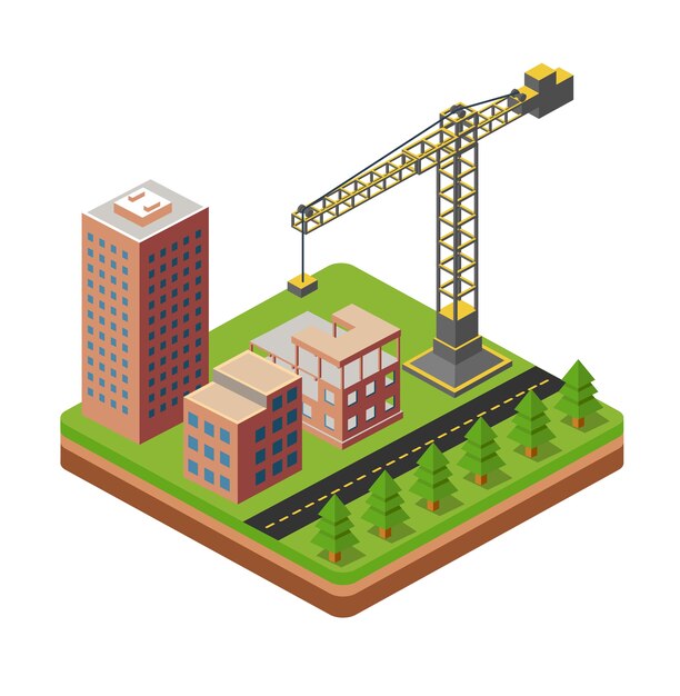 Cidade industrial, construindo com guindastes de construção e construção de casas