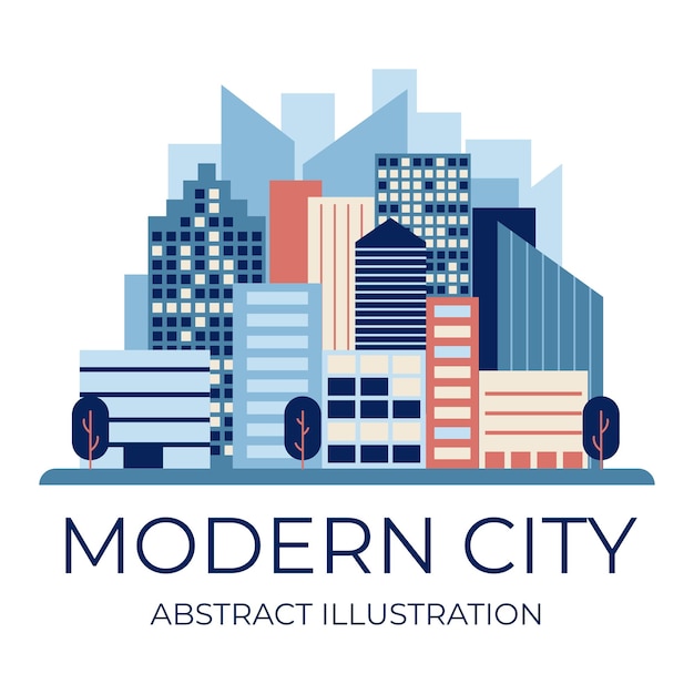 Cidade moderna abstrata. paisagem urbana. paisagem urbana em estilo simples. ilustração vetorial