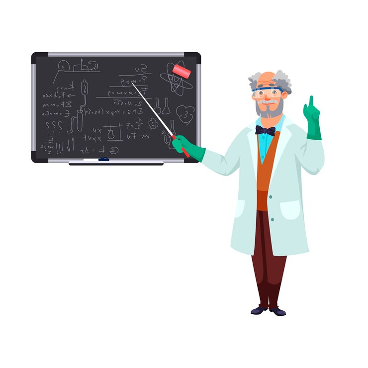 Vetor cientista com óculos de segurança