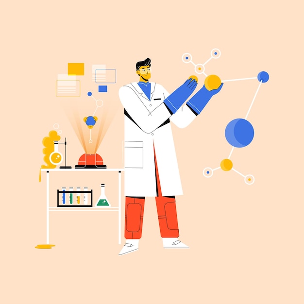 Cientista fazendo pesquisas em laboratório com equipamentos de laboratório