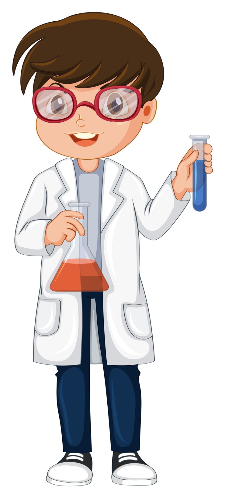 Vetor cientista segurando o copo e o tubo de ensaio