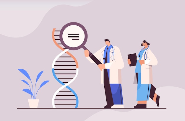 cientistas trabalhando com pesquisadores de DNA fazendo experimentos em testes de laboratório de diagnóstico genético