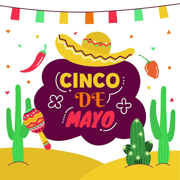 Cinco de Mayo fundo desenhado à mão