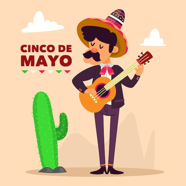 Cinco de mayo homem tocando guitarra